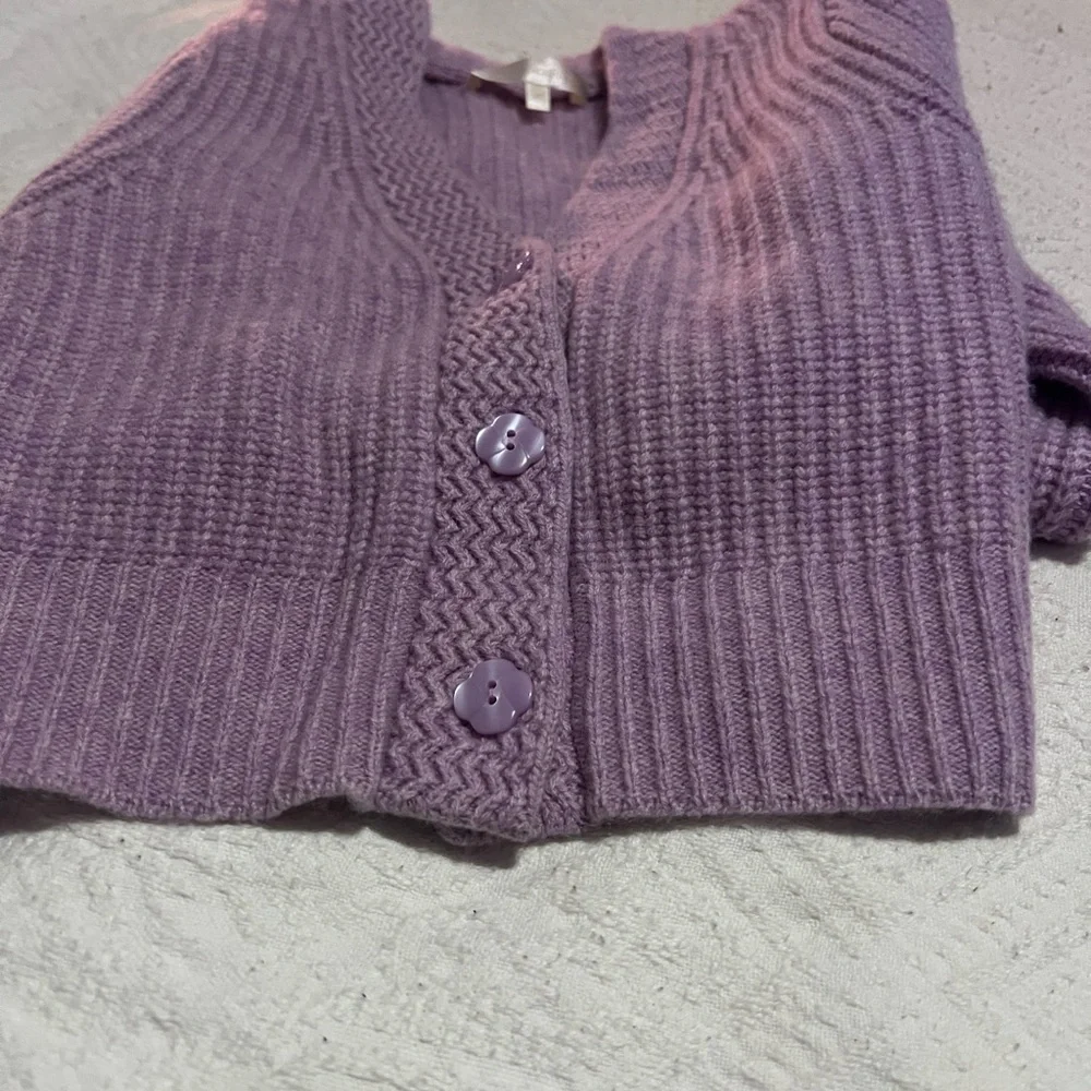 LoveShackFancy Lavender Cardigan Sweater - Picture 1 of 7